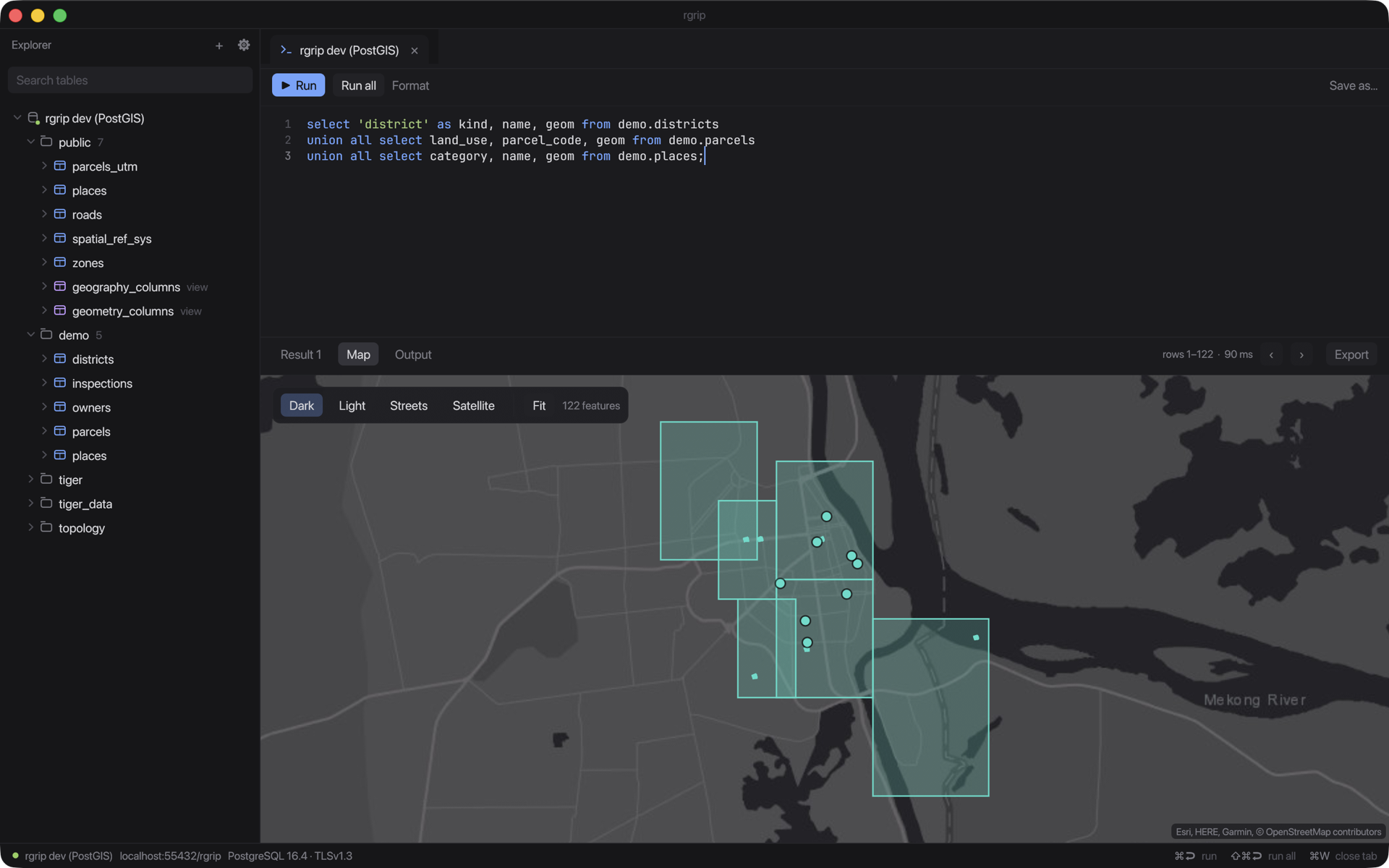 PostGIS map view with feature popup